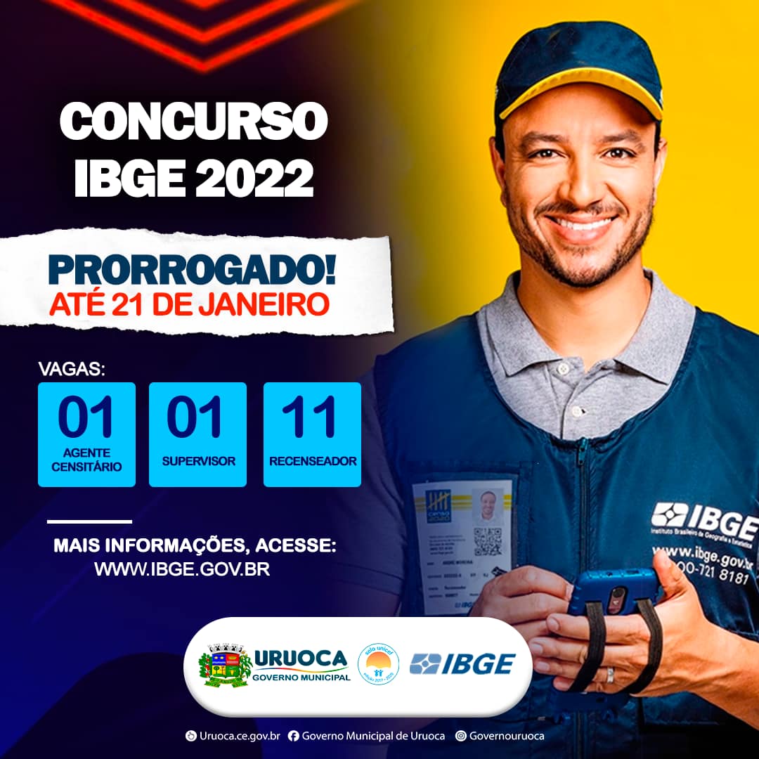 PRORROGADA AS INSCRIÇÕES DO CONCURSO IBGE 2022